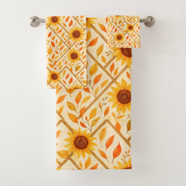 ひまわり素朴と紅葉水彩 バスタオルセット