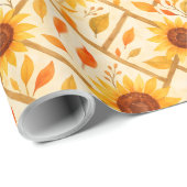 ひまわり素朴と紅葉水彩 ラッピングペーパー (ロールコーナー)