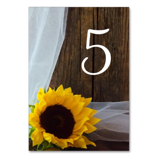 ひまわり素朴と納屋の木材カントリーウェディング テーブルナンバー (裏面)