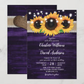 ひまわり素朴と紫の結婚式招待状 招待状 (正面/裏面)