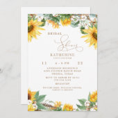 ひまわり素朴と綿のブライダルシャワー 招待状 (正面/裏面)