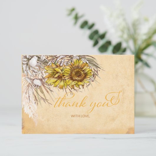ひまわり素朴と草のサンキューカード サンキューカード (スタンド正面)