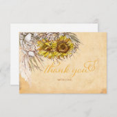 ひまわり素朴と草のサンキューカード サンキューカード (正面/裏面)