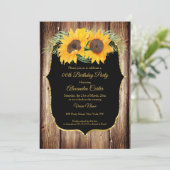 ひまわり素朴なウッドブラック金ゴールドパーティー 招待状 (スタンド正面)