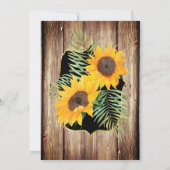 ひまわり素朴なウッドブラック金ゴールドパーティー 招待状 (裏面)