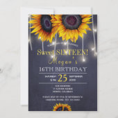 ひまわり素朴なフローラシックなsweet sixteen 招待状 (正面)