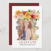 ひまわり素朴なフローラ卒業式 招待状 (正面/裏面)