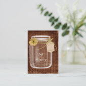 ひまわり素朴なメイソンの瓶のギフト登録カード エンクロージャーカード (スタンド正面)