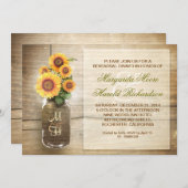 ひまわり素朴なメイソンジャールのリハーサルのディナー招待状 招待状 (正面/裏面)