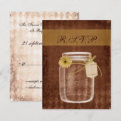 ひまわり素朴なメイソンジャー結婚式rsvp 出欠カード (正面/裏面)