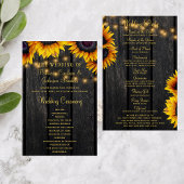ひまわり素朴な木の金ゴールドスクリプト結婚式プログラム
