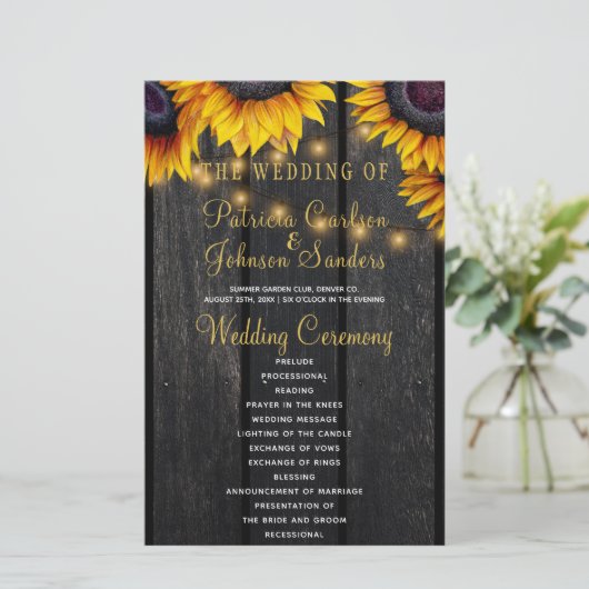 ひまわり素朴な木の金ゴールド結婚ライトの儀式 (スタンド正面)