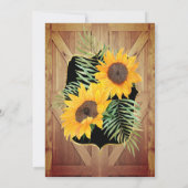 ひまわり素朴な納屋のドアブラック金ゴールドパーティー 招待状 (裏面)