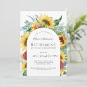 ひまわり素朴のアーチフレーム退職パーティー 招待状 (スタンド正面)