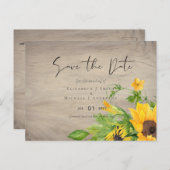 ひまわり素朴のウッドランドウェディング日付を保存 ポストカード (正面/裏面)