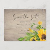 ひまわり素朴のウッドランドウェディング日付を保存 ポストカード (正面)