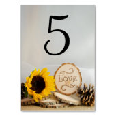 ひまわり素朴のウッドランド結婚のテーブル番号 テーブルナンバー (裏面)