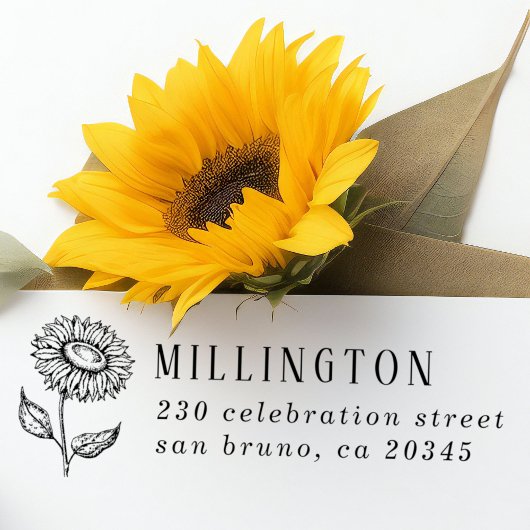 ひまわり素朴のカスタム家族名差出人住所 セルフインキングスタンプ