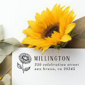 ひまわり素朴のカスタム家族名差出人住所 ラバースタンプ