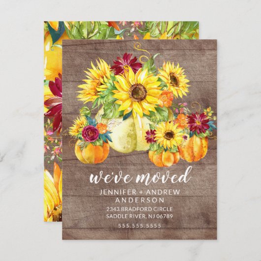 ひまわり素朴のカボチャの移動発表 招待状 (正面/裏面)