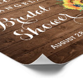 ひまわり素朴のストリングライトブライダルシャワー標識 ポスター (角)