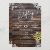 ひまわり素朴のストリングライトライト招待状ウェディング (正面/裏面)