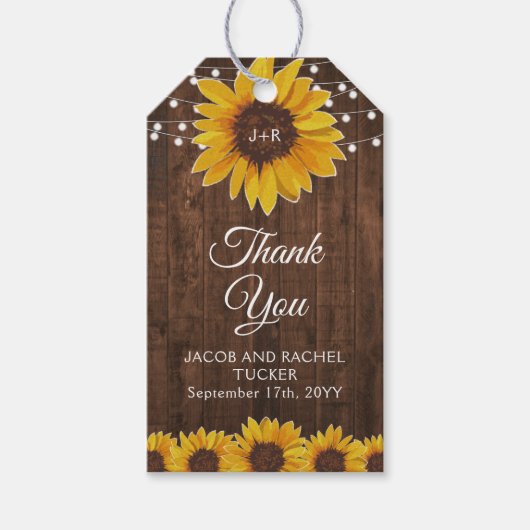 ひまわり素朴のストリングラ結婚イト ギフトタグ (正面)