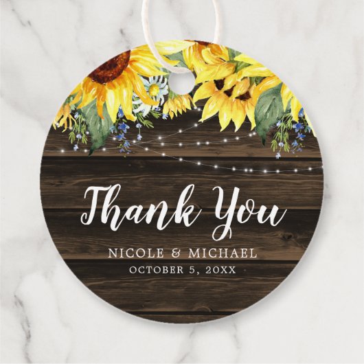 ひまわり素朴のストリングラ結婚イト フェイバータグ (裏面)