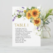 ひまわり素朴のテーブルNumber 1シーティンググラフ 招待状 (スタンド正面)