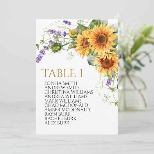 ひまわり素朴のテーブルNumber 1シーティンググラフ 招待状 (スタンド正面)