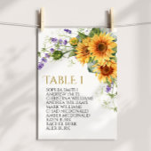 ひまわり素朴のテーブルNumber 1シーティンググラフ 招待状