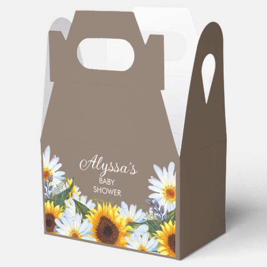 ひまわり素朴のデイジー黄色い茶色の赤ちゃんシャワー フェイバーボックス (オープン)