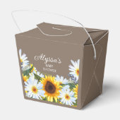 ひまわり素朴のデイジー黄色い茶色の赤ちゃんシャワー フェイバーボックス (裏面サイド)