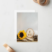 ひまわり素朴のナチュラルウッズ結婚のノートカード ノートカード (正面/裏面インサイチュ)