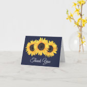 ひまわり素朴のネイビーブルーサンキューカード カード (黄色い花)