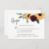 ひまわり素朴のバラと結婚食事の選択 出欠カード (正面/裏面)