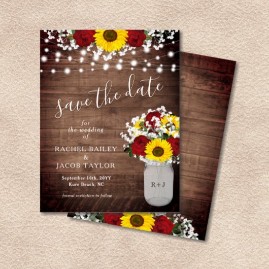 ひまわり素朴のバラびんライト日付を保存 ポストカード