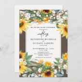 ひまわり素朴のバースト文字列ライトの親 招待状 (正面/裏面)