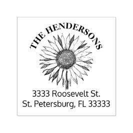 ひまわり素朴のパーソナライズされた差出人住所 セルフインキングスタンプ