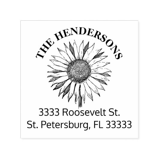ひまわり素朴のパーソナライズされた差出人住所 セルフインキングスタンプ (デザイン)