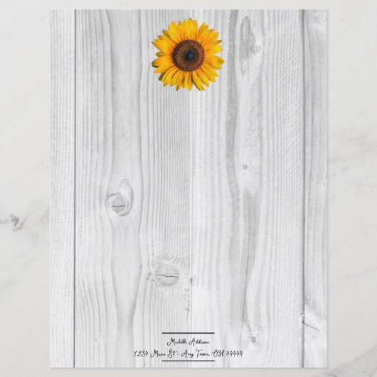 ひまわり素朴のパーソナライズされた紙シート (正面)