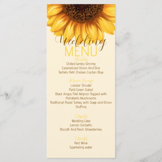ひまわり素朴のフ結婚ラットメニュー メニュー (正面)