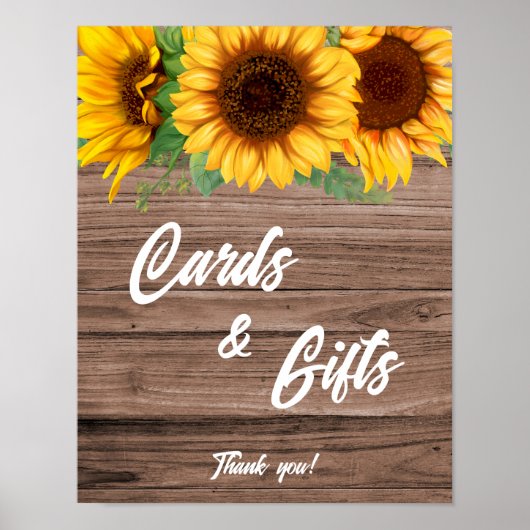 ひまわり素朴のブライダルカードとギフトのサイン ポスター (正面)