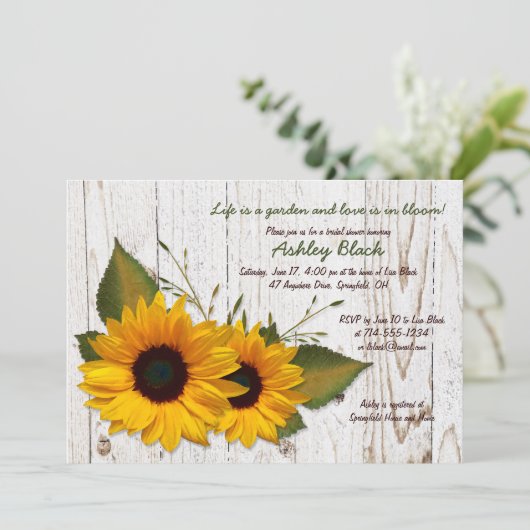 ひまわり素朴のブライダルシャワーへの招待 招待状 (スタンド正面)