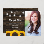 ひまわり素朴のメイソンの瓶のライト甘い16写真 サンキューカード (正面/裏面)