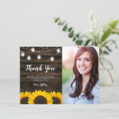 ひまわり素朴のメイソンの瓶のライト甘い16写真 サンキューカード (スタンド正面)