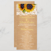 ひまわり素朴のラップとレースのウェディングプログラム プログラム (正面/裏面)