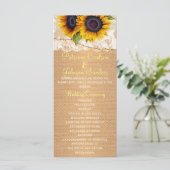 ひまわり素朴のラップとレースのウェディングプログラム プログラム (スタンド正面)