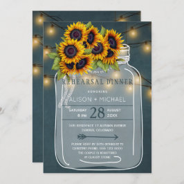 ひまわり素朴のリハーサル付きメイスンジャー 招待状