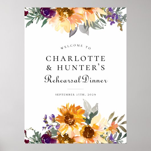 ひまわり素朴のリハ結婚ーサルディナーサイン ポスター (正面)